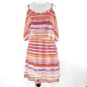 ROMEO & JULIET STRIPE PEPLUM DRESS WITH OPEN BACK